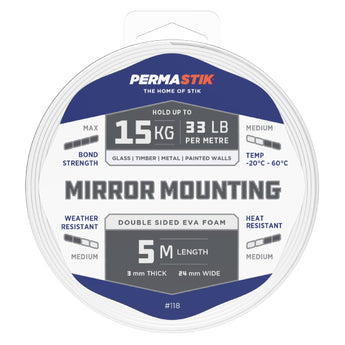 Mirror Mounting Tape | 5m x 24mm | 15kg/m Hold - Perma Products Shop - Permastik