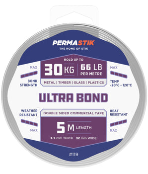 Ultra Bond Mounting Tape | 5m x 32mm | 30kg/m Hold - Perma Products Shop - Permastik