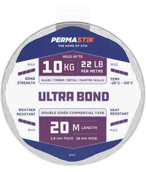 Ultra Bond Mounting Tape | 20m x 12mm | 10kg/m Hold - Perma Products Shop - Permastik