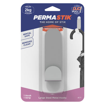 Metal Hooks - L | 2kg Hold - Permastik - Hooks - Decorative - Steel / 1 Pack - Perma Products Shop