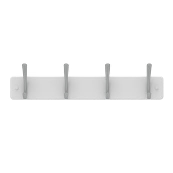 Hat & Coat Rack | White Board - 4 Brushed Nickel Hooks - Perma Products Shop - Mode