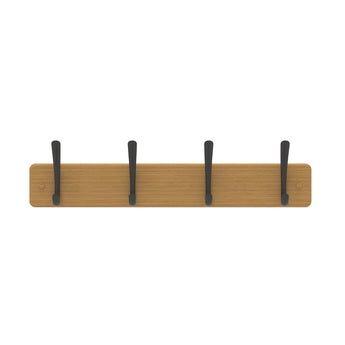 Hat & Coat Rack | Bamboo Board - 4 Black Hooks - Perma Products Shop - Mode