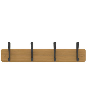 Hat & Coat Rack | Bamboo Board - 4 Black Hooks - Perma Products Shop - Mode