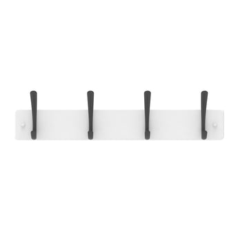 Hat & Coat Rack | White Board - 4 Black Hooks - Perma Products Shop - Mode