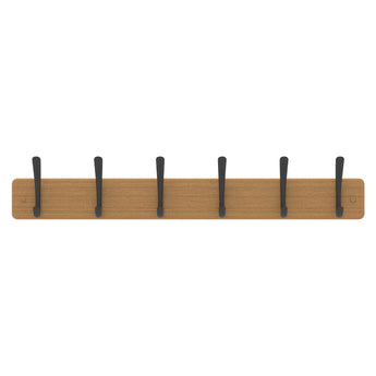 Hat & Coat Rack | Bamboo Board - 6 Black Hooks - Perma Products Shop - Mode