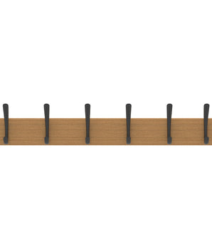 Hat & Coat Rack | Bamboo Board - 6 Black Hooks - Perma Products Shop - Mode