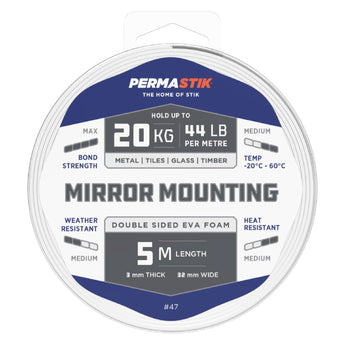 Mirror Mounting Tape | 5m x 32mm | 15kg/m Hold - Perma Products Shop - Permastik