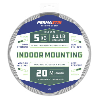 Indoor Mounting Tape | 20m x 12mm | 5kg/m Hold - Perma Products Shop - Permastik