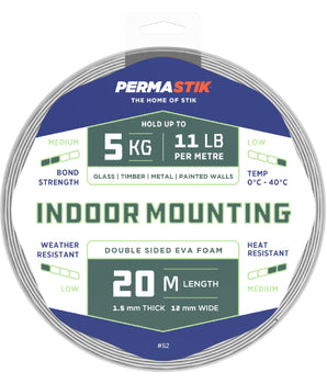 Indoor Mounting Tape | 20m x 12mm | 5kg/m Hold - Perma Products Shop - Permastik