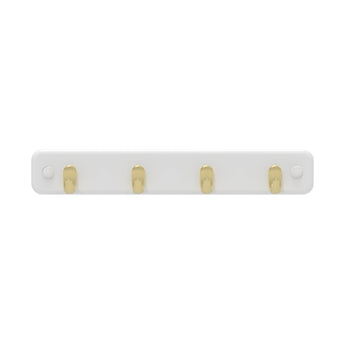 Key Rack | White Board - 4 Brushed Brass Hooks - Perma Products Shop - Mode