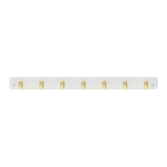 Key Rack | White Board - 7 Brushed Brass Hooks - Perma Products Shop - Mode