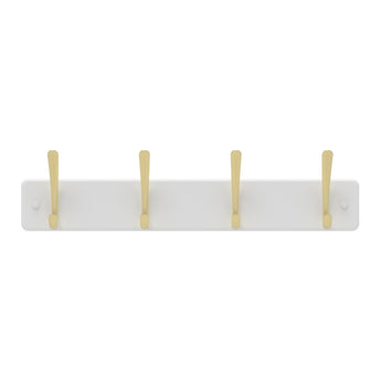 Hook Rack | White Board - 4 Brushed Brass Hooks - Perma Products Shop - Mode