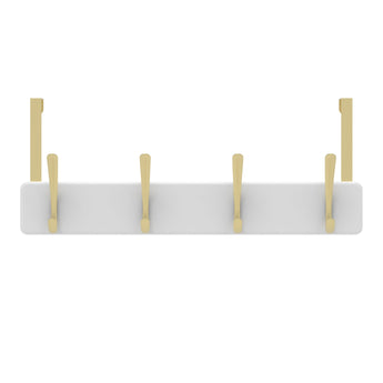 Over Door Hook | White Board - 4 Brushed Brass Hooks - Perma Products Shop - Mode