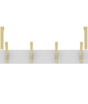 Over Door Hook | White Board - 4 Brushed Brass Hooks - Perma Products Shop - Mode