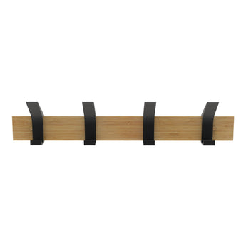 Hat & Coat Rack | Bamboo Board - 4 Black Sliding Hooks - Perma Products Shop - Mode