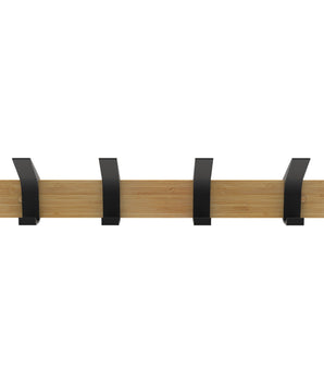 Hat & Coat Rack | Bamboo Board - 4 Black Sliding Hooks - Perma Products Shop - Mode