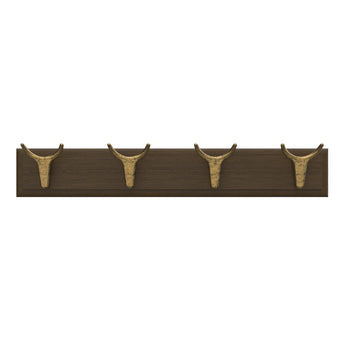 Hook Rack | Dark Oak Board - 4 Brass Bull Hooks - Perma Products Shop - Mode