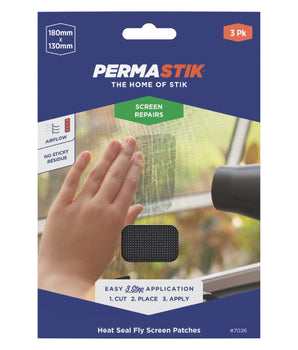 Screen Patches | Heat Seal - 180mm x 130mm - Permastik - Insect Screens - Repairs - 3 Pack - Perma Products Shop