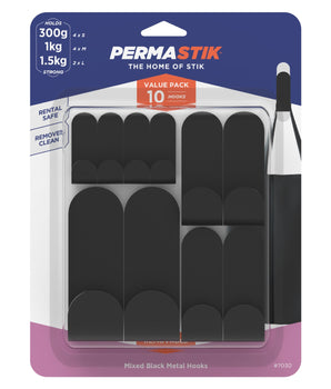 Metal Hooks - 10 Mixed Pack | Black - Perma Products Shop - Permastik