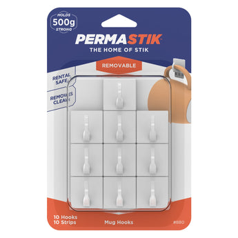 Mug Hooks - White | 500g Hold - Perma Products Shop - Permastik